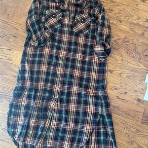 Natural Life Multicolor Plaid Shirt Dress